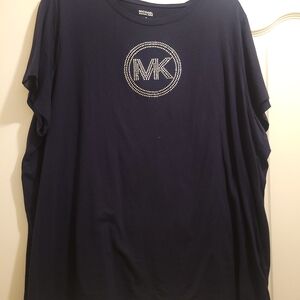 Michael Kors Navy Short Sleeve Tee with Silver Logo